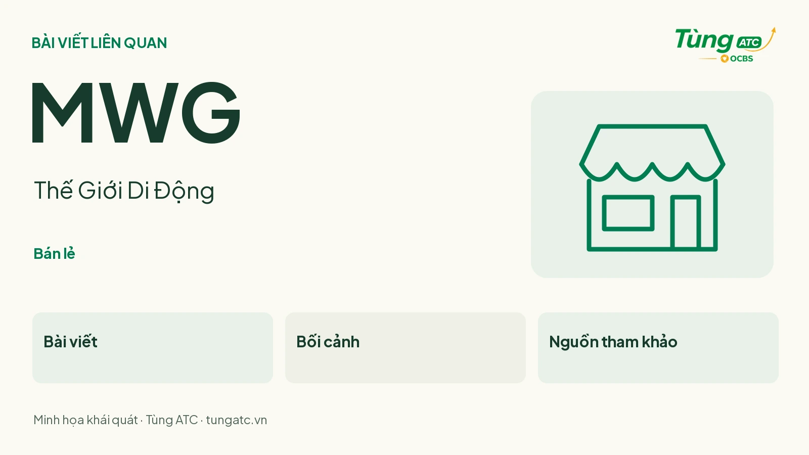 MWG — Thế Giới Di Động: bán lẻ; bài viết và bối cảnh liên quan. Minh họa khái quát của Tùng ATC.