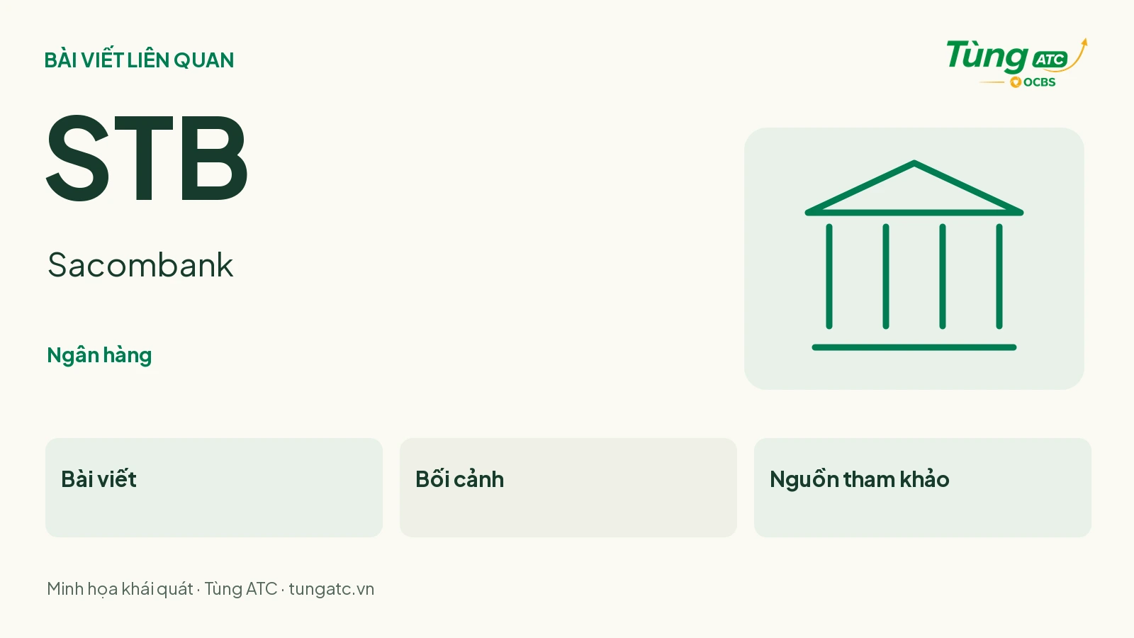 STB — Sacombank: ngân hàng; bài viết và bối cảnh liên quan. Minh họa khái quát của Tùng ATC.